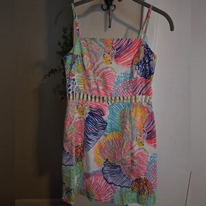 Lilly Pulitzer Tropical Shell Print Cutout Romper/Mini Dress Size 0